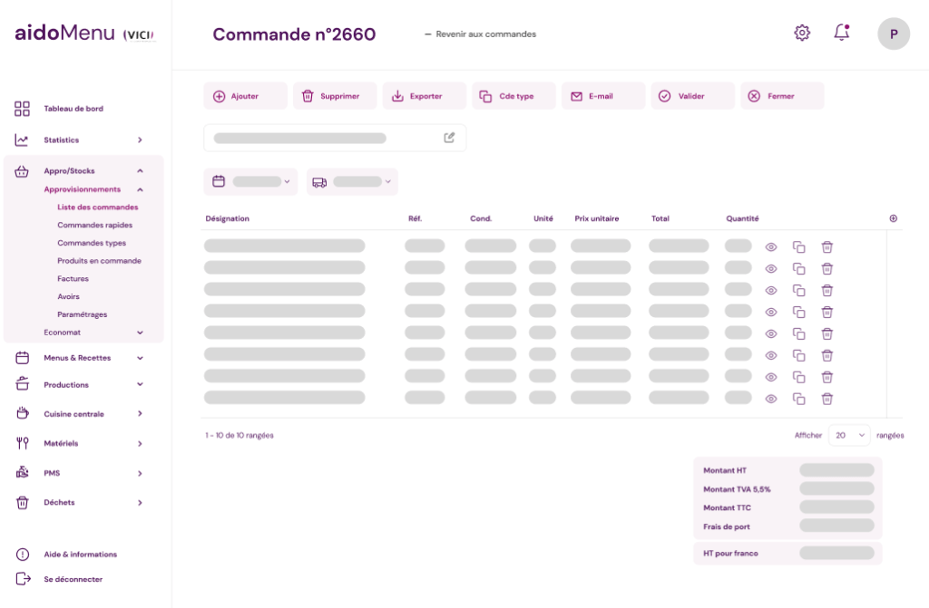 logiciel restauration collective commande