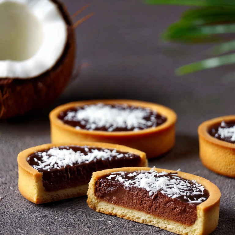 tartelette au chocolat avec un peu de noix de coco.